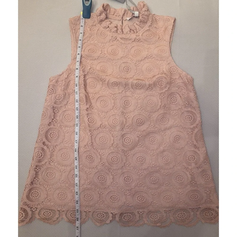 NWT Preston & York Womens Pink Lace Overlay Sleeveless High‎ Neck Blouse 6